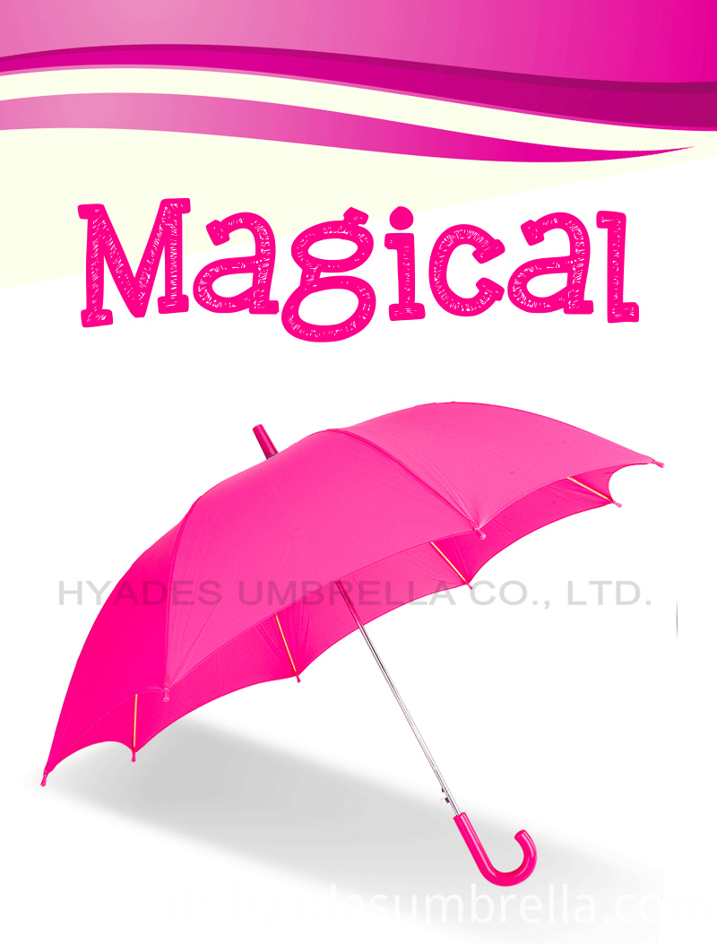 สีชมพูอ่อนร่มเปิดร่มสำหรับเด็ก Pink Color Reflective Auto Open Kids Umbrella
